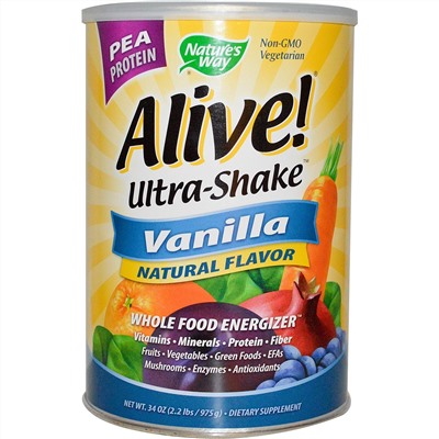 Nature's Way, Alive! Ultra-Shake мультивитаминная добавка со вкусом ванили, 34 унции (975 г)