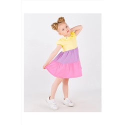 HARİKA KİDS Kız Çocuk Rengarenk Parçalı Penye Elbise tuffelbiserenga-25