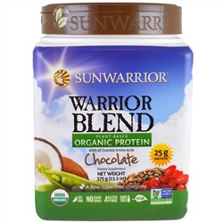 Sunwarrior, Warrior Blend, растительный органический протеин, шоколад, 13,2 унции (375 г)