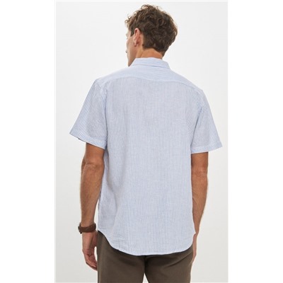 Рубашка к/р лен Р411-04101 l.blue