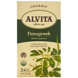 Alvita Teas, Органический чай с пажитником, без кофеина, 24 пакетика, 1,69 унции (48 г)