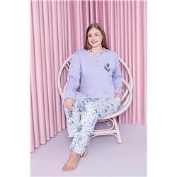 AHENGİM Woman Kadın Pijama Takımı Anne Interlok Çiçek Desen Pamuklu Mevsimlik W40002260 1-2-10001201
