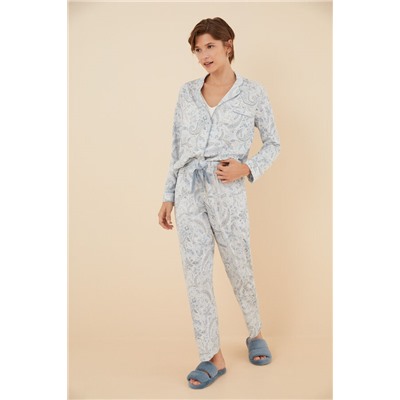 Pijama camisero 100% algodón Paisley brillos