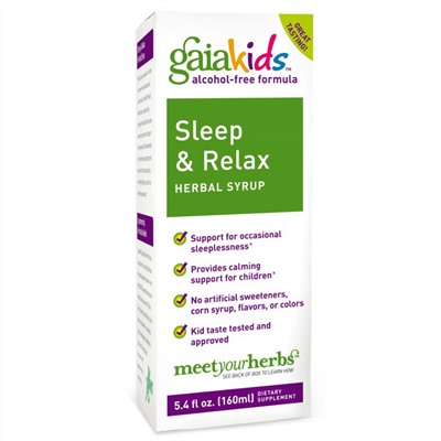 Gaia Herbs, Kids, Растительный сироп для сна и расслабления, без спирта, 5,4 унции (160 мл)
