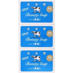 COW BRAND Blue Beauty SOAP Молочное туалетное мыло с ароматом жасмина, 3шт*130гр