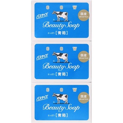 COW BRAND Blue Beauty SOAP Молочное туалетное мыло с ароматом жасмина, 3шт*130гр