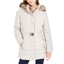 MICHAEL Michael Kors Faux Fur Trim Hooded Down Coat, Created For Macy's