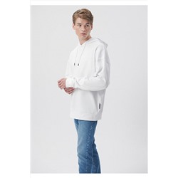 MaviKapüşonlu Beyaz Basic Sweatshirt 0610062-620