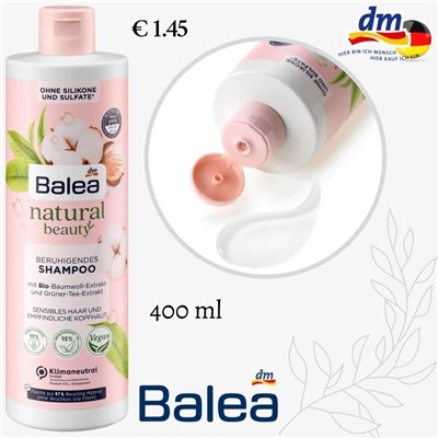 Shampoo Natural Beauty Bio-Baumwoll-Extrakt und Grüner-Tee-Extrakt, 400 ml