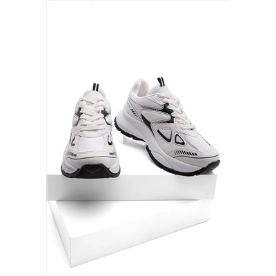 Marjin Kadın Sneaker Yüksek Taban Bağcıklı Spor Ayakkabı Nevila Beyaz 3210277403