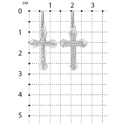 Крест из серебра родированный - 2,7 см