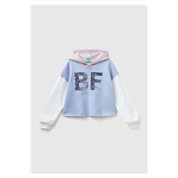 United Colors of BenettonKız Çocuk Lila Mix Slogan Baskılı Crop Sweatshirt