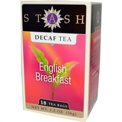 Stash Tea, Чай высшего сорта без кофеина, English Breakfast, 18 чайных пакетиков, 1,2 унции (36 г)
