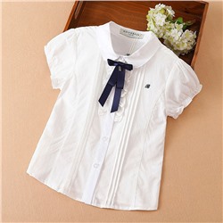 Рубашки с короткими рукавами для девочек в наличии, летняя корейская версия хлопковой детской рубашки