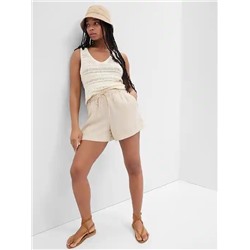 4" Mid Rise Linen Pull-On Shorts