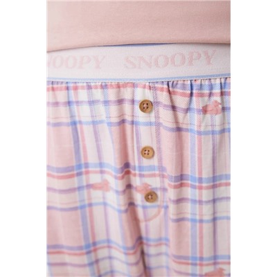 Pijama largo 100% algodón rosa Snoopy