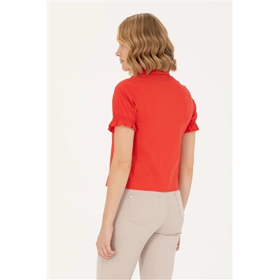 Kadın Kırmızı Kısa Kollu Gömlek