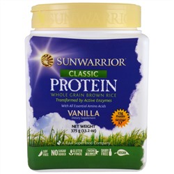 Sunwarrior, Классический протеин, цельнозерновой коричневый рис, ваниль, 13,2 унции (375 г)