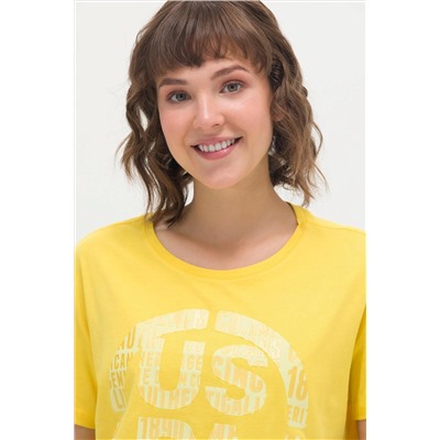 Kadın Sarı Bisiklet Yaka Tişört