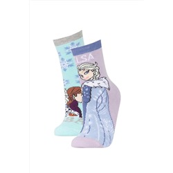 Defacto Kız Çocuk Frozen Pamuklu 2'li Havlu Çorap Y2224A6NS