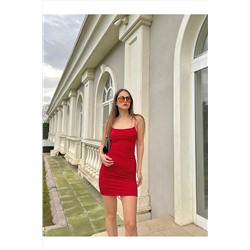 khar Kırmızı Ip Askılı Mini Elbise Sandyelbise elbisesor