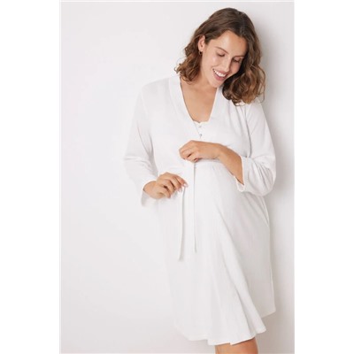 Bata "maternity" midi blanco