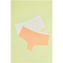 Pack 2 bragas culotte algodón naranja y blanco