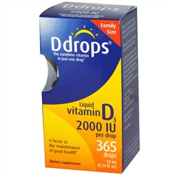 Ddrops, Жидкий витамин D3, 2000 МЕ, 0,34 жидких унций (10 мл)