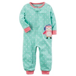 1-Piece Owl Footless Fleece PJs