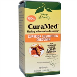 EuroPharma, Terry Naturally, Terry Naturally, CuraMed, 750 мг, 120 мягких желатиновых капсул