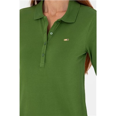 Kadın Yeşil Basic Polo Yaka Sweatshirt