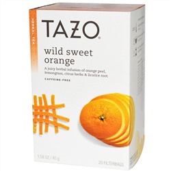 Tazo Teas, Травяной чай без кофеина «Дикий сладкий апельсин», 20 фильтр-пакетиков, 1,58 унции (45 г)