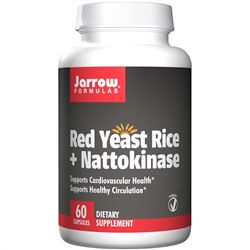 Jarrow Formulas, Красный дрожжевой рис + наттокиназа, 60 капсул