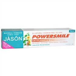 Jason Natural, PowerSmile, Зубная паста для удаления налета и отбеливания зубов, 6 унций (170 г)