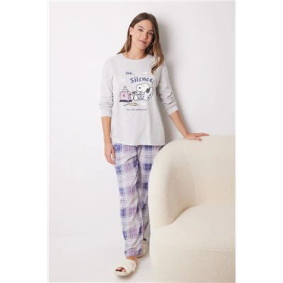 Pijama largo 100% algodón Snoopy cuadros