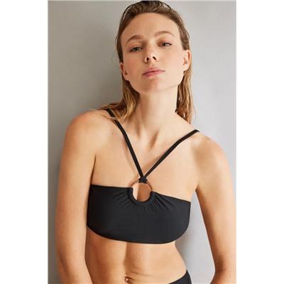 Top bikini bandeau negro