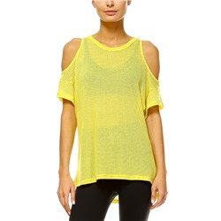 Yellow Shoulder Cutout Top