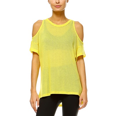 Yellow Shoulder Cutout Top