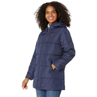 U.S. POLO ASSN. Long Wide Channel w/ Hood Puffer