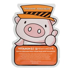EUNYUL Collagen Piggy Mask Pack with Vitamin B5 Восстанавливающая тканевая маска для лица с витамином B5 23мл