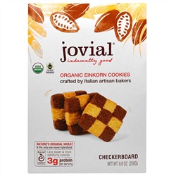 Jovial, Органическое печенье из пшеницы-однозернянки, шахматное, 8,8 унций (250 г)