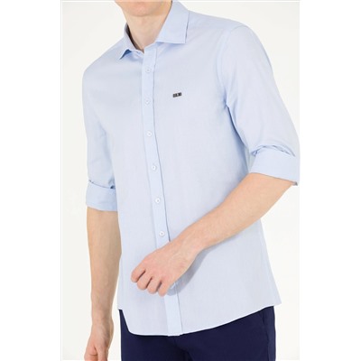 Erkek Açık Mavi Uzun Kollu Basic Gömlek