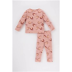 Defacto Kız Bebek Gökkuşağı Baskılı Uzun Kollu Fitilli Kaşkorse Pijama Takımı A9481A523AU