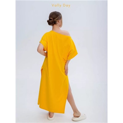 Домашнее платье желтое с желтой сумкой