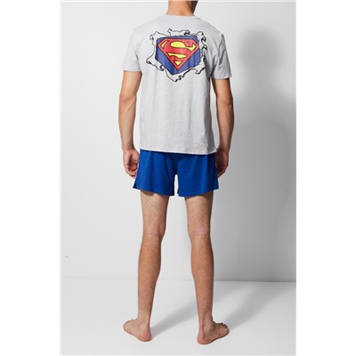 Pijama Superman La Liga de la Justicia DC Comics Georgiz Ultiheroiz - Gris jaspeado y azul rey
