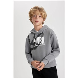 Defacto Erkek Çocuk NBA Wordmark Kapüşonlu Kalın Sweatshirt B4792A823WN
