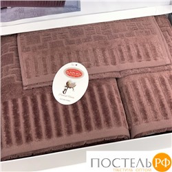 Набор полотенец Карвен Lux Cotton "PIANO" махра 30*50/50*90/70*140 HS 1709 v6 kiremit/коричневый