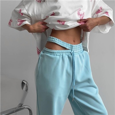 Трендовые женские штаны с двойной резинкой и кулиской внизу в нежных расцветках 🩵🩷  Материал: хлопок