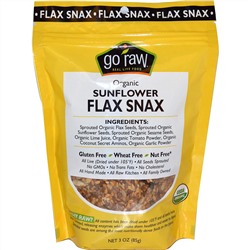 Go Raw, Органические снэки с семенами подсолнечника и льна Flax Snax, 3 унции (85 г)