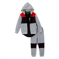 Gray & Black Colorblock Hoodie Set - Infant, Toddler & Boys